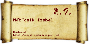 Mácsik Izabel névjegykártya